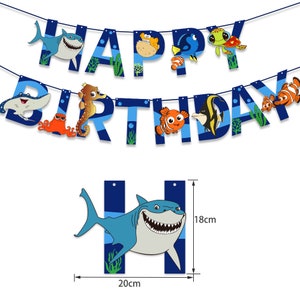 Under the Sea Ocean Themed Happy Birthday Party Set banner and 32 balloons image 3