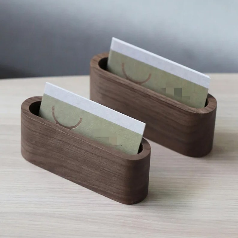 Custom Walnut Wood Business Card Holder image 4