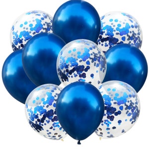 Set of 10 Night Blue and Blue Sequin 12&quot; Latex Balloons