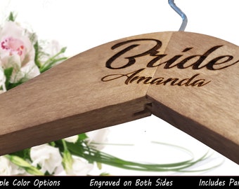 Personalized Wedding Dress Hanger/Wooden Bridal Hanger/Engraved Wedding Hanger