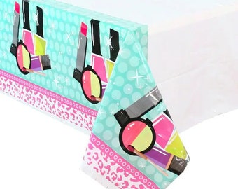 Make-Up/Lipstick themed Rectangular Disposable Tablecloth for parties - 54x108 inches (great for girl's birthday party, make-up sales, etc.)