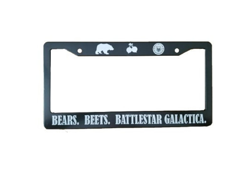 The Office Bears, Beets, Battlestar Galactica Lincense Plate Frame image 1