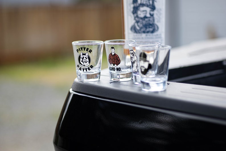 Letterkenny 4 Pack Shot Glass Set Hard No, Allegedly, Pitter Patter, To Be Fair image 4