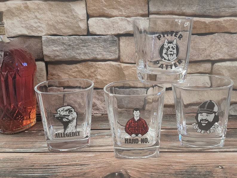 Letterkenny Whiskey Glasses Hard No, Allegedly, Pitter Patter, To Be Fair image 1