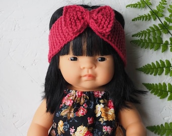 Handmade knitted bow headband for 38cm Miniland doll or 35cm Minikane doll Paola Reina