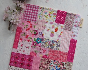 Handmade Kantha style patchwork blankiet quilt bedding for dolls Perfect Christmas gift for little girl