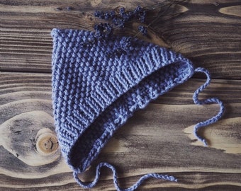 Knitted pixie hat for Miniland 38 cm or Minikane 34 cm doll bonnet handmade