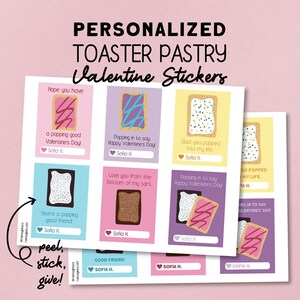 Toaster Pastry Valentine | Classroom Valentine Sticker | School Valentine Gifts | Non Candy Valentine Label | Personalized Valentine Sticker