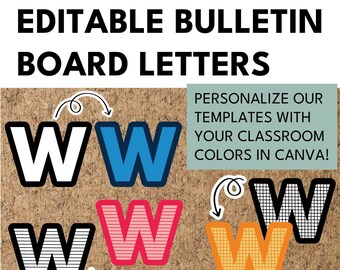 A-Z Bulletin Board Letters | Printable + Editable | Includes Special Characters and Numbers 0-9 | Editable Canva Templates to Match Decor