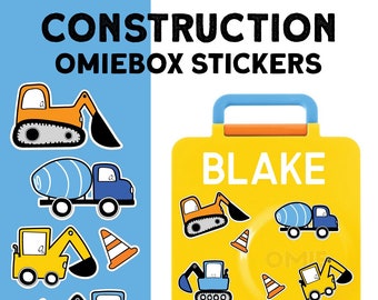 Construction OmieBox Stickers | Construction Lunchbox Stickers | Water Resistant - Hand Wash Only | Removable | Construction Lunchbox