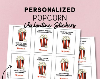 Popcorn Valentine Gift | You're Poppin' Valentine Sticker | Classroom Valentine Sticker | School Valentine Gifts | Non Candy Valentine Label