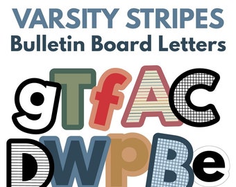 A-Z Bulletin Board Letters | Varsity Stripes Collection | Printable + Editable | Includes Special Characters and Numbers 0-9 | Classroom