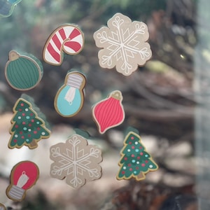 Christmas Cookie Clings | Christmas Window Stickers | Christmas Whiteboard Clings | Christmas Decorations for Kids | Christmas Stickers