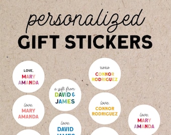 Personalized Round Gift Sticker | Custom Gift Labels | Colorful Gift Labels | Personalized Gift Label Stickers | Kid&#39;s Gift Stickers
