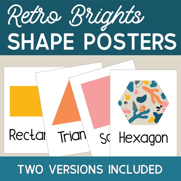 Retro Brights Shape Posters | Printable PDF | Modern and Stylish Classroom Décor | Classroom Shapes | Printable Classroom Posters