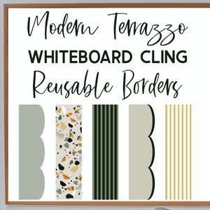 Modern Terrazzo Whiteboard Cling Borders | Reusable Borders | Modern Stylish Classroom Décor | Modern and Neutral Whiteboard Border