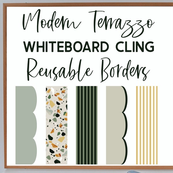 Modern Terrazzo Whiteboard Cling Borders | Reusable Borders | Modern Stylish Classroom Décor | Modern and Neutral Whiteboard Border
