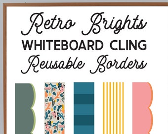 Retro Brights Whiteboard Cling Borders | Reusable Borders | Modern Stylish Classroom Décor |  Colorful Modern Whiteboard Border