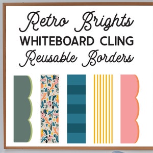 Retro Brights Whiteboard Cling Borders | Reusable Borders | Modern Stylish Classroom Décor |  Colorful Modern Whiteboard Border