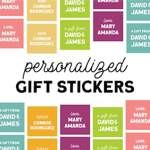 Gepersonaliseerde vierkante cadeausticker | Aangepaste | Kleurrijke cadeaulabels | Gepersonaliseerde cadeaulabel stickers | Cadeaustickers voor kinderen