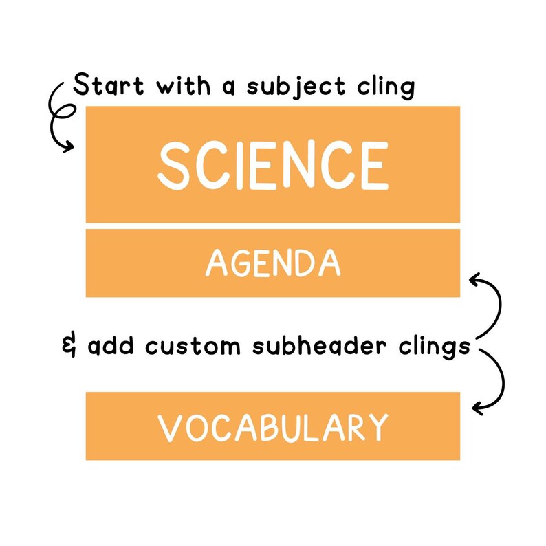 Custom Classroom Subject Whiteboard Clings – Reusable Teacher Labels ...