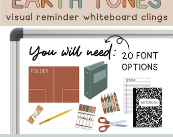 Earth Tones Visual School Supply Whiteboard Clings | You Will Need Clings | Whiteboard Organization | Removable/Reusable Classroom