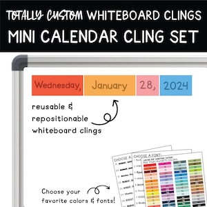 Custom Mini Calendar Whiteboard Cling Set | Classroom Flip Chart Alternative | Daily Calendar Clings | Whiteboard Organization