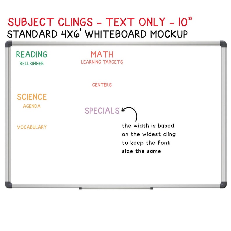 Custom Classroom Subject Whiteboard Clings – Reusable Teacher Labels ...