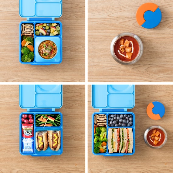 Custom Omiebox Bento Box for Kids Personalized Lunch Box Blue Sky Insulated Bento  Lunch Box With Leak Proof Thermos Food Jar 