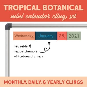 Tropischer botanischer Minikalender Whiteboard Cling Set | Flip Chart Alternative für das Klassenzimmer | Kalender für jeden Tag Whiteboard Organisation