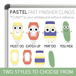 Pastel Fast Finisher Whiteboard Clings | Must Do, Catch Up, May Do, Pick One | Classroom Condiments for Classroom Management | Classroom