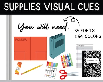 Totally Custom Visual School Supply Whiteboard Clings | You Will Need Clings | Whiteboard Organization | Removable/Reusable | Classroom