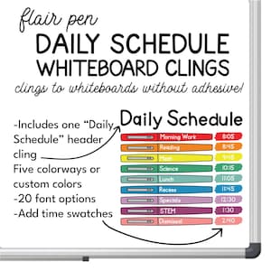 Accessoires pour tableaux blancs Flair Pen Schedule | Programme quotidien des adhésifs | Organisation du tableau blanc en classe | Centre de commande du tableau blanc