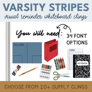 Varsity Stripes Custom Visual School Supply Whiteboard Clings | You Will Need Clings | Whiteboard Organization | Reusable Classroom