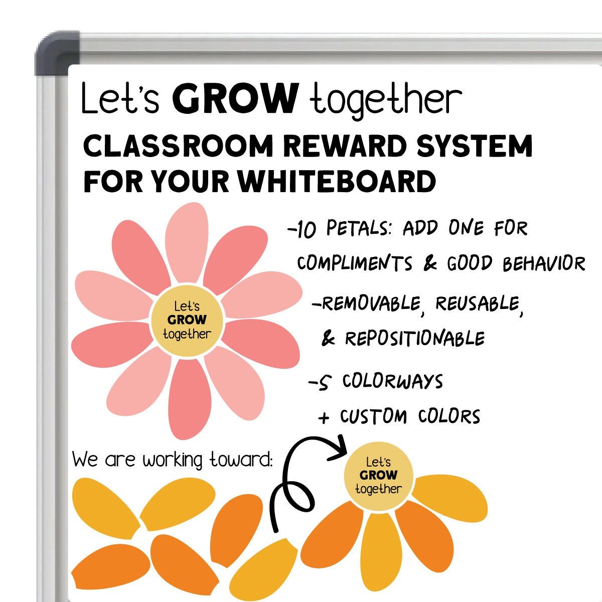 Reward Letting Let's Grow Together Classroom Reward System Cling for the Whiteboard ...