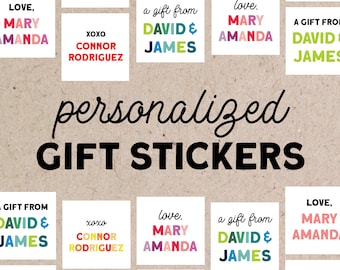 Personalized Square Gift Sticker | Custom Gift Labels | Colorful Gift Labels | Personalized Gift Label Stickers | Kid&#39;s Gift Stickers
