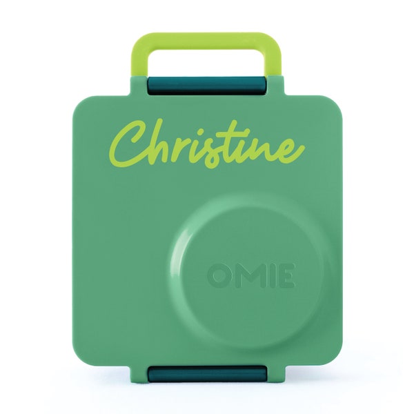 Boîte à bento OmieBox personnalisée pour les enfants | Boîte à lunch personnalisée | Boîte à bento isolée vert prairie avec pot alimentaire thermos anti-fuite