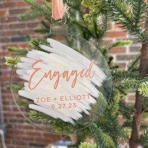 Engaged Ornament | Engagement Gift Ornament | Personalized Acrylic Ornament | Gift for Engaged Couple