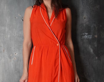 Vintage Torrente Paris Red Wrap Dress: 90s Sleeveless Midi, Pockets, Size 42