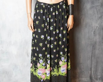 Vintage Maxi Long KIO Jersey Mit Der Krone XL Skirt / 80s Skirt / West Germany Skirt / Bohemian Skirt / High Waist Skirt / Boho Skirt /