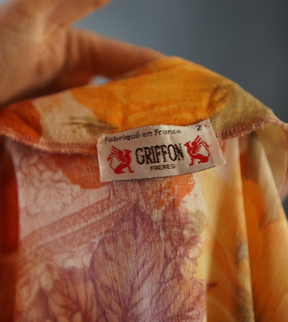 Vintage Floral Blouse Griffon Freres / Made in Fr… - image 10