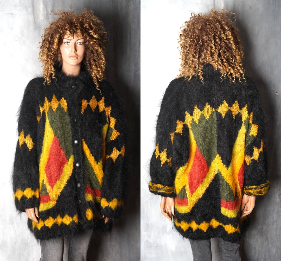 Mohair sweater jacket 80s cardigan sweater Clearance