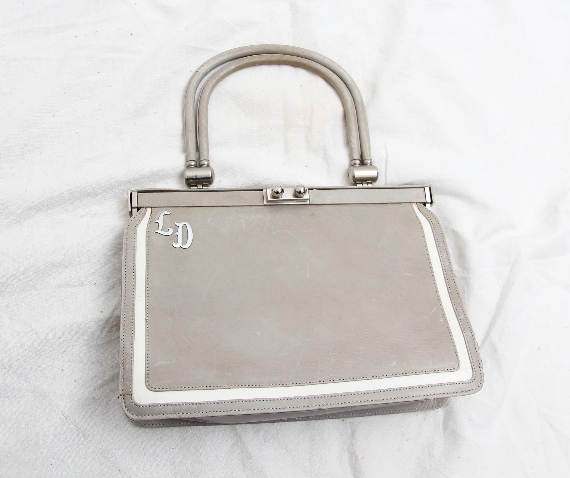 Vintage Grey Leather Bag / Grey Purse / Gray Small Bag / Women Etsy