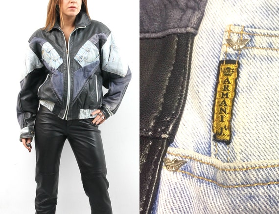 Up-Cycled Denim Leather Jacket / Patchwork Jacket