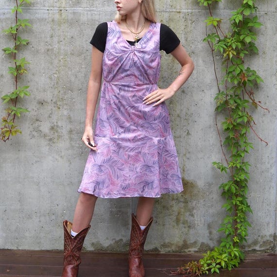 70s Purple Midi Dress: Vintage Sleeveless Bohemian Summer Dress