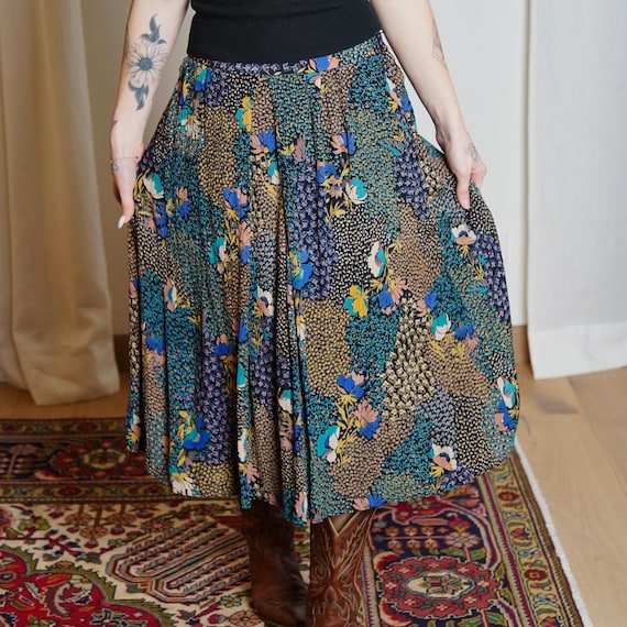 Vintage Modelle Floral Skirt 90s Large Boho Skirt Midi Summer