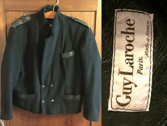 80s Guy Laroche Black Coat / Designer Coat / Frenc