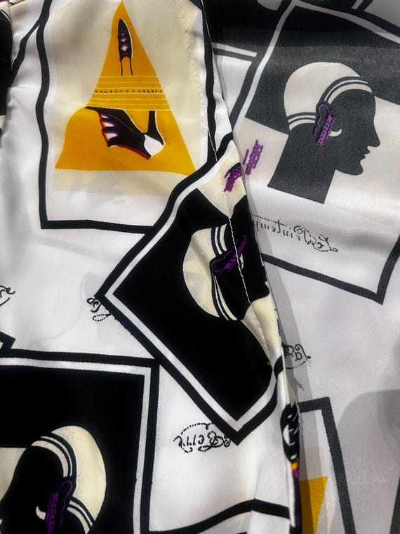 Vintage 90s French Face Print Blouse: Abstract Pa… - image 10