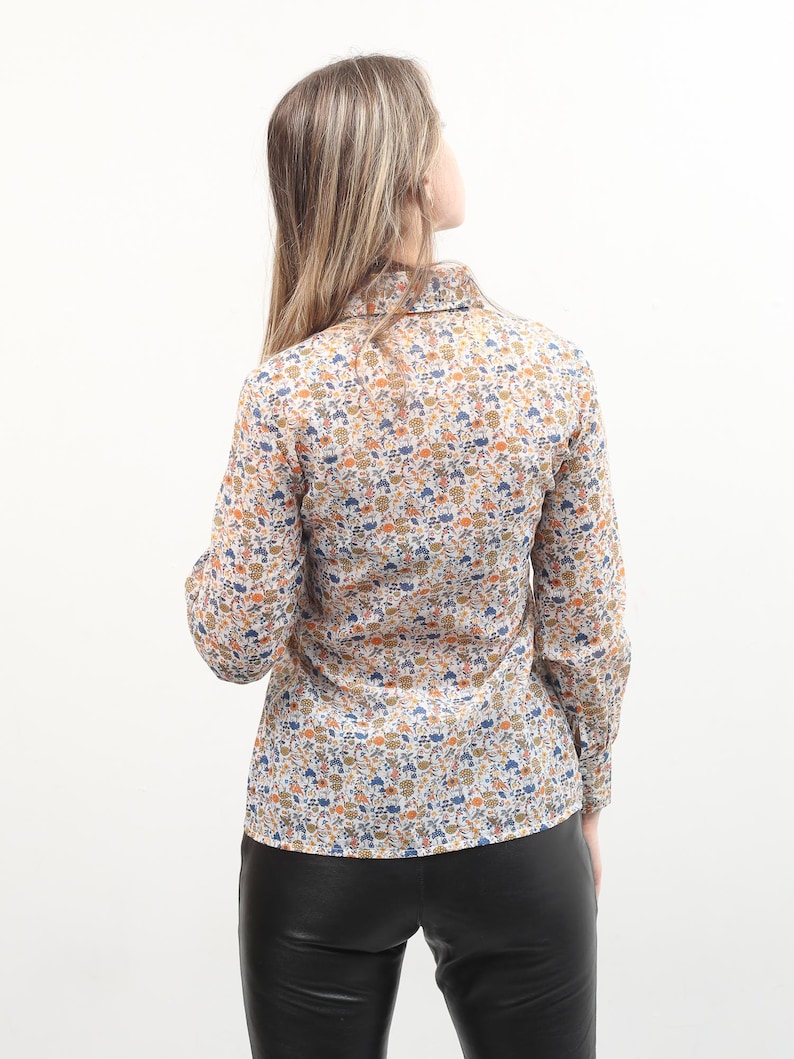 70s Floral Blouse Button Up Long Sleeve Shirt Small Women Top Boho Bohemian Blouse Colorful Printed Blouse Vintage Summer Blouse