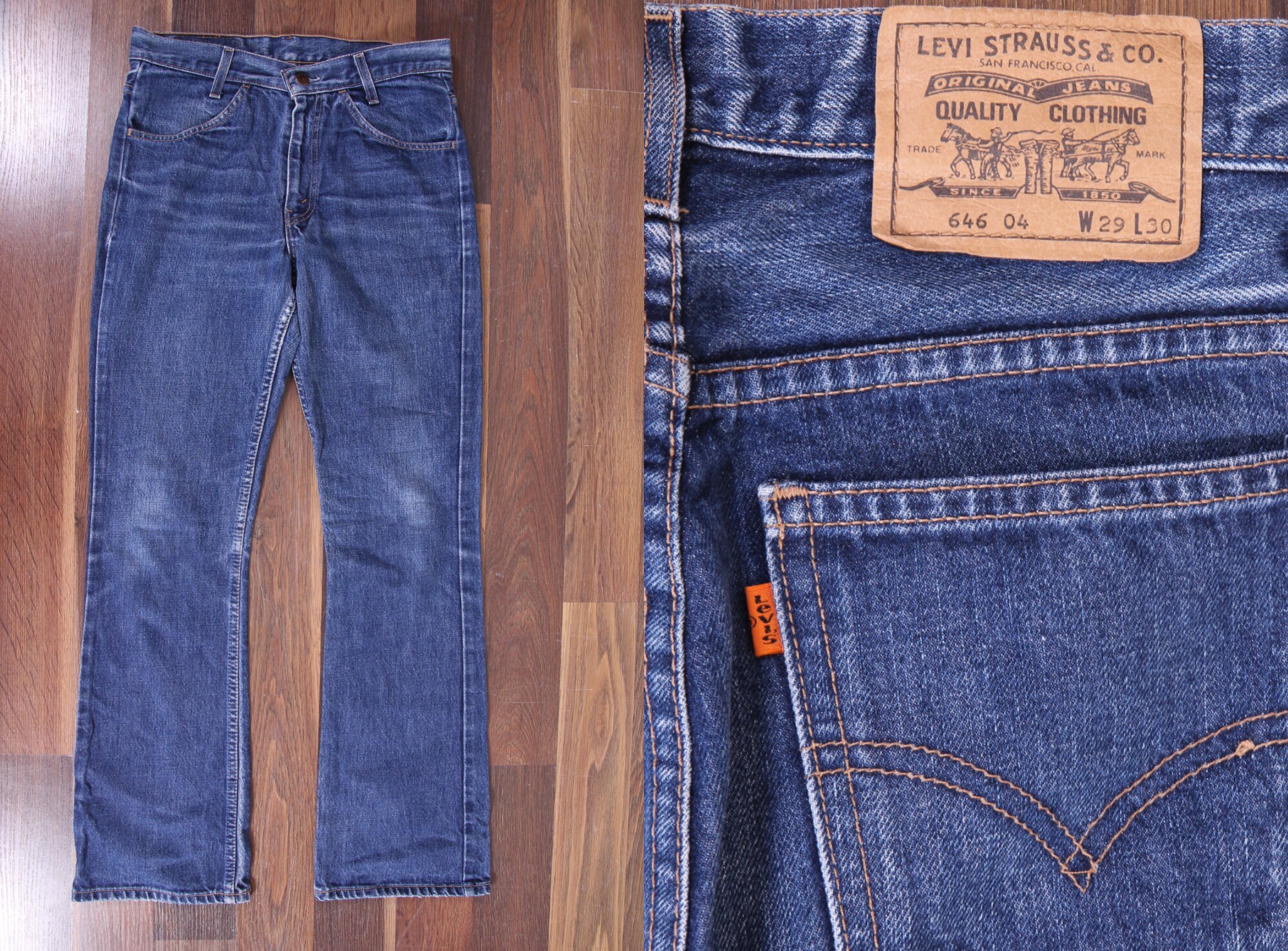 70s Levis 646 Dark Blue Jeans Orange Tab Jeans / Levis W29 L30 